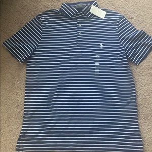 Men’s Polo striped shirt sleeve collard shirt